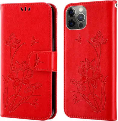 Produktbild von König Design Hülle kompatibel mit Apple iPhone 12 Pro Max Kunstleder Handyhülle - Handy Case Rot