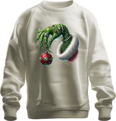 Produktbild von Grüne Hand Weihnachtskugel Dekorativ - Weihnachten Christmas Xmas Uni Weihnachtspullover, Natur, XXL