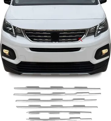 Obrázek produktu pro Lišty mřížky chladiče Lišty mřížky chladiče pro Peugeot Rifter 2018-2025 chrom stříbrná 6x