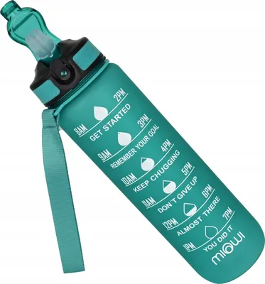 Produktbild von Miowi Incentive Flasche 1 L Tritan Türkis Mit Strohhalm Und Stundenskala