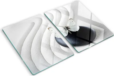 Imagen del producto de Cubierta para placa de cocina – Cubierta para placa de inducción – Placa de protección de vidrio – 2x40x52 cm – Placas de protección de vidrio para cocina – Vidrio templado – Zen Butterfly