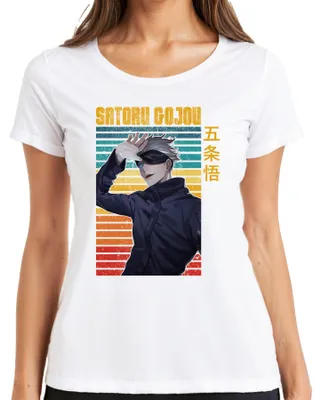Obrázok produktu pre SATORU GOJOU Jujutsu Kaisen Zaviazané oči Anime Darčekové retro dámske tričko, biele, S