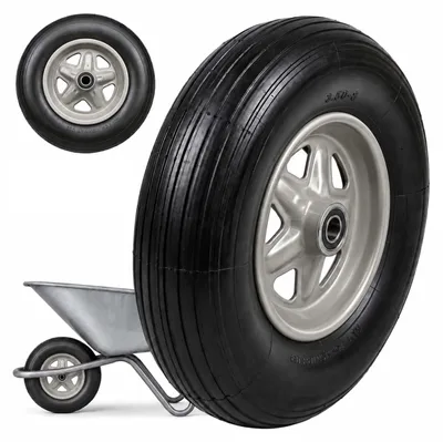 Image de Lot de 2 roues pour diable Relaxdays, 3.50-8, caoutchouc plein, roue complète avec jante en acier et axe, roue de rechange pour brouette, noir/gris, Image générée par une IA