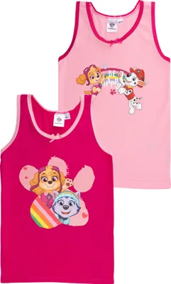 Produktbild von Paw Patrol Unterhemd für Mädchen - Kinder Tank Top Hemdchen Unterwäsche Rosa/Rot (2er Pack) 98-104