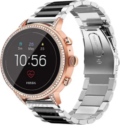 Produktbild von Strap-it Stahlarmband - Kompatibel mit Fossil Gen 5e Armband 42mm Fossil uhrenarmband Fossil ersatzarmband Edelstahl für Smartwatch 18mm Armband Silber 18mm