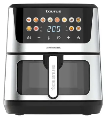 Zdjęcie produktu dla Taurus AF1703XD, Frytkownica na gorące powietrze, 8 l, Pojedyńczy, Czarny, Stal nierdzewna, Dotyk, Autonomiczny