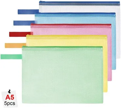 Produktbild von Wasserdichte Dokumentenmap A5, 5er Pack, Reißverschluss, 5 Farben