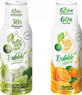 Zdjęcie produktu dla Syrop FruttaMax LIMONKA MIĘTA BEZ LIGHT 500ml + POMARAŃCZA LIGHT 500ml