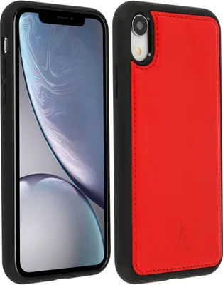 Produktbild von Akashi, Stoß- und kratzfeste Echtlederhülle für Apple iPhone XR, Rot