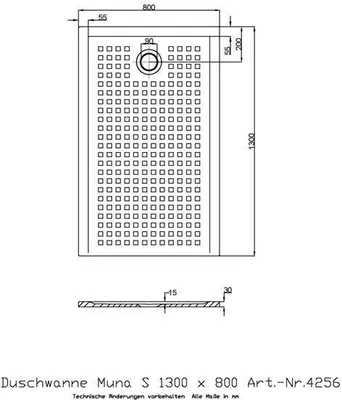 Produktbild von Hoesch Mineralguss-Duschwanne Muna S 130x80x3cm, weiß, Antirutsch