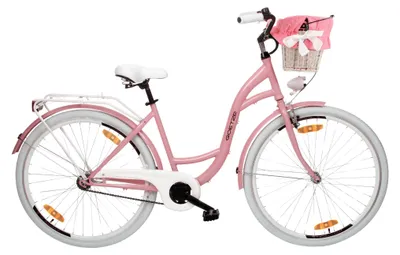 Zdjęcie produktu dla Goetze Style 28" – rower miejski z niską ramą 46 cm, 1-biegowy, hamulec torpedo z tyłu, V-Brake z przodu, oświetlenie LED, kosz rattanowy z wyściółką