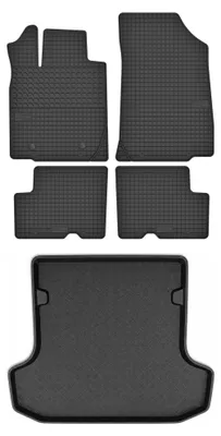 Productafbeelding van Rubberen automatten + kofferbakmat voor Dacia Logan II 2012-2020 (stationwagen) – 5-delig, zwart, op maat – Wielganizator