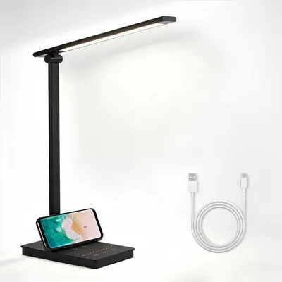 Produktbild von Zimilo LED Schreibtischlampe, dimmbar mit USB, 5 Farbmodi, Touch Steuerung, 180°/270° verstellbar, augenschonend für Büro & Schlafzimmer, Schwarz