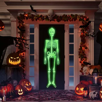 Zdjęcie produktu dla Dekoracja na Halloween: świecący szkielet, 150 cm, idealna na imprezę w ogrodzie