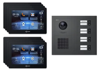 Produktbild von Goliath Premium 2-Draht GL-HB820A.3 Video-Türsprechanlage, 8 Familien, 8× 7 Zoll Schwarz, Anthrazit, Aufputz