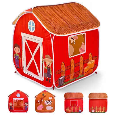 Produktbild von Bauernhof Spielzelt Kinder, 86x86x95 cm, tragbares Pop-up Zelt, Innen & Außen, Baby & Kinder Spielhaus, Kinderspielzelt, Outdoor Spielzelt