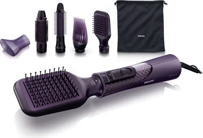 Produktbild von Philips ProCare Styler mit 5 Stylingaufsätzen, Heißluftbürste, Warm, Schwarz, Violett, Hängender Ring, 2 m, 1000 W