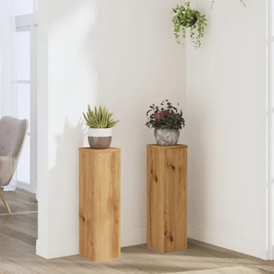 Obrázok produktu pre Dizajnový stojan na rastliny 2 ks Artisan dub 17x17x60 cm materiál na báze dreva, stojan na kvety 2024 Novinka