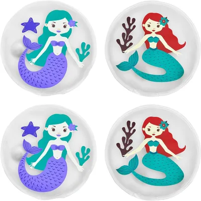 Imagen del producto de Juego de calentadores de manos, 4 unidades, con forma de corazón y motivos de sirena, ideales para mantener las manos calientes