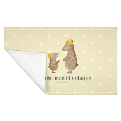 Produktbild von Mr. & Mrs. Panda Handtuch Bären mit Hut - Gelb Pastell - Geschenk, Flauschtuch, gesichtstuch, Vatertag, frottee, Dad, kleines, Papa, Familie, 50x100, Muttertag
