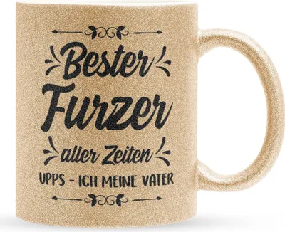 Produktbild von 22Feels Glitzertasse Gold Papa Geschenk Vatertag Vater Geburtstag Kaffeetasse Männer Weihnachten Haferl Geschenkidee Bürotasse