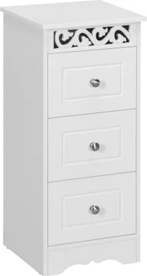 Produktbild von HOMCOM Aufbewahrungsschrank, weiße Kommode mit 3 Schubladen für Küche, Esszimmer, Wohnzimmer, Schlafzimmer, Badezimmer, 29,8 x 29,8 x 68,5 cm