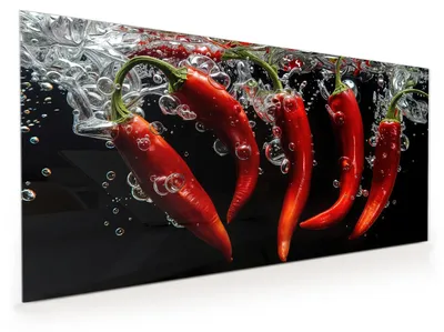 Produktbild von Küchenrückwand Spritzschutz Glas mit Motiv Chili unter Wasser 40 x 40 cm