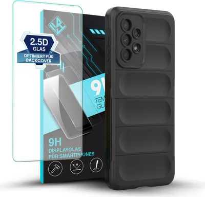 Produktbild von Handy Hülle für Samsung Galaxy A33 5G mit 9H Displayglas Displayschutz Plus Grip Case Cover Schutzhülle Softgrip Farbe: Schwarz