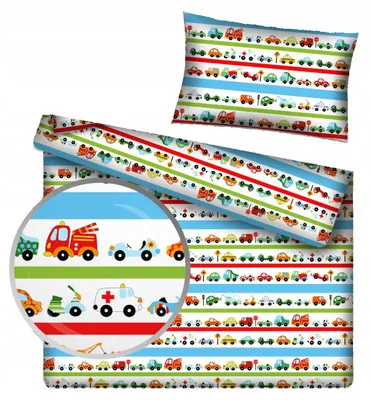 Produktbild von Nyks Bettwäsche Set Baumwolle Kinderbett Autos 100x135cm