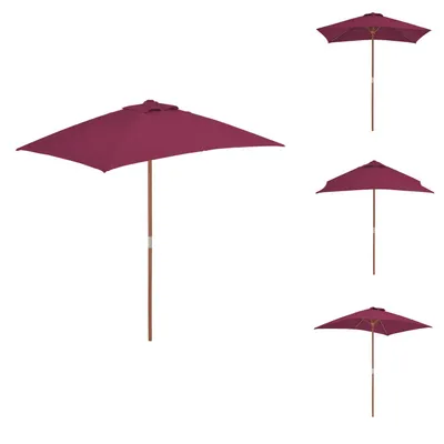 Image de vidaXL Parasol avec mât en bois 150 x 200 cm rouge bordeaux - Parasols & ombrelles