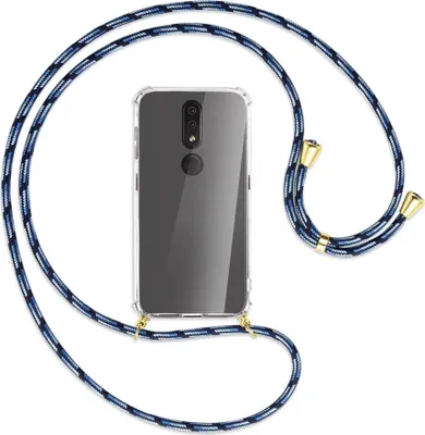 Produktbild von Handykette Backcover-Schutzhülle mit Band (Metall goldfarben) für Nokia 4.2 - Blautöne