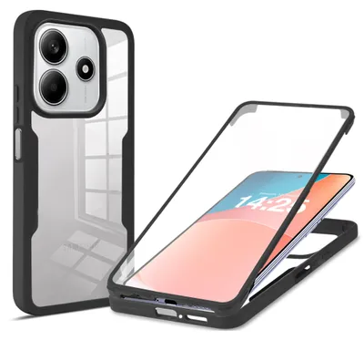 Produktbild von 360 Grad Rundum Schutz Handyhülle für Xiaomi Redmi Note 14 5G Full Cover Vollschutz Case Farbe: Schwarz