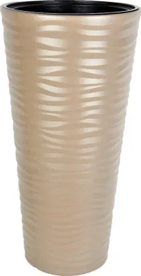 Produktbild von Lange runde beige Blumentöpfe - 80 cm hoch - Pflanzgefäße für Innen- und Außenbereich - winterfest und UV-beständig