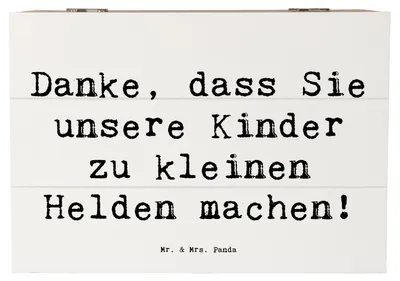 Produktbild von Mr. & Mrs. Panda Holztruhe Spruch Erzieher Heldenmacher 22 x 15 cm - Weiß - Geschenk, Erzieherin, Aufmerksamkeit, Holzbox, Kinder, unermüdlicher Einsatz, Box, Helden