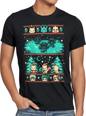 Produktbild von A.N.T. Fantasy Pixel Christmas Sweater Herren T-Shirt final ugly pulli weihnachtspullover