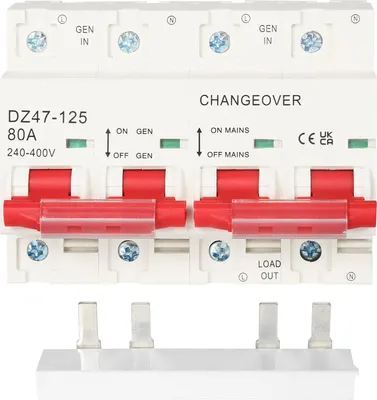 Produktbild von 2P+2P Handumschalter mit Verriegelung – Umschalter für Doppelstromversorgung 80A, AC 240-400V, DIN-Schiene