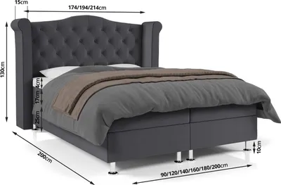 Obrázok produktu pre PREDAJ LEADER skriňová posteľ RIO 140x200 cm čalúnená posteľ s dvoma zásuvkami, kompletná súprava s matracom a topperom (4 cm), grafit, posteľná látka JASMINE 96