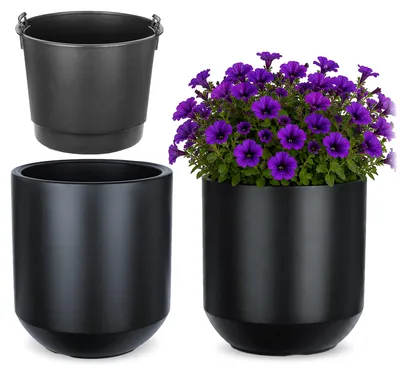 Produktbild von KADAX Pflanztopf mit Einsatz, ø 39 x H 44 cm, Pflanzkübel aus Kunststoff Moderner Blumentopf in Anthrazit, großer Blumenkübel für Innen und Außen, UV- und frostbeständig, KI-generiertes Bild