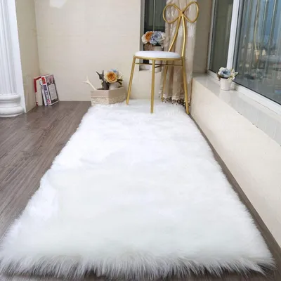 Immagine prodotto di Omgoods - Tappeto in ecopelliccia, dimensioni 75 x 120 cm, ideale per soggiorno e camera da letto