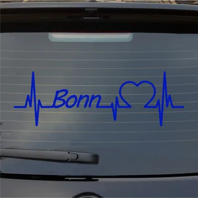 Produktbild von Heckscheibenaufkleber Bonn Herzschlag Puls Stadt Liebe 55x18 cm Dunkelblau Auto Aufkleber Sticker