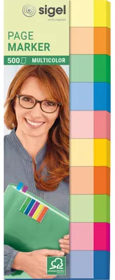Image de SIGEL HN682 Page Marker Multicolor - 50 x 15 mm, assortis, 10x 50 bandes