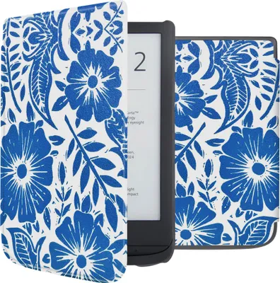Image de imoshion Design Slim Hard Case Bookcase pour Pocketbook Touch Lux 5 / HD 3 / Basic Lux 4 / Vivlio Lux 5 - Flower Tile