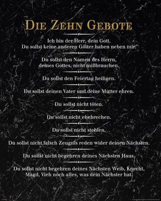 Produktbild von Die 10 Gebote - Schwarz - Inspirations Mini Poster Plakat Druck - Größe 40x50 cm