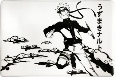 Naruto character running with clouds and Japanese text.