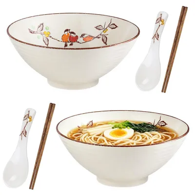 Immagine prodotto di Set di 2 ciotole per ramen - Ciotole in Vetroceramica con bacchette e cucchiai