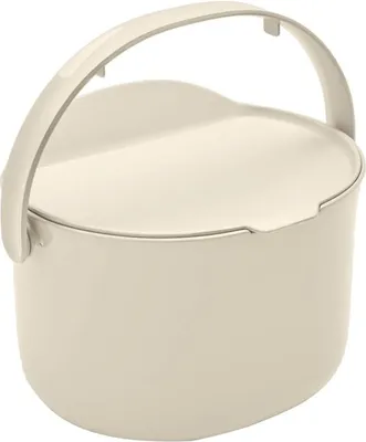 Immagine prodotto di Contenitore per rifiuti organici giornaliero Skaza, capacità 3,3 litri, con coperchio e maniglia, apertura con una sola mano, realizzato in plastica riciclata post-consumo (color crema)