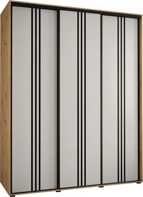 Produktbild von MEBLE KRYSPOL Cannes 6 Schrank mit 3 Schiebetüren - 205,2x190x60 cm - Artisan Weiß Schwarz