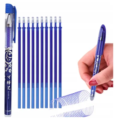Produktbild von Radierbarer Kugelschreiber Blau mit Radiergummi und 10 Minen