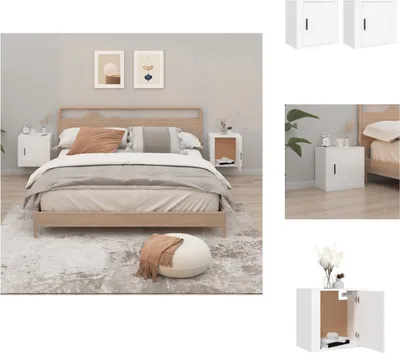 Obrázok produktu pre vidaXL Nástenné nočné stolíky 2 ks. Biele 50x30x47 cm - Nočné stolíky