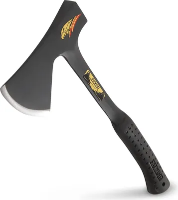 Image de Hache longue ESTWING avec manche en vinyle noir, 100 mm, 1 300 g, avec housse de protection en nylon, hache Camper édition spéciale | poignée Shock Reduction Grip® brevetée